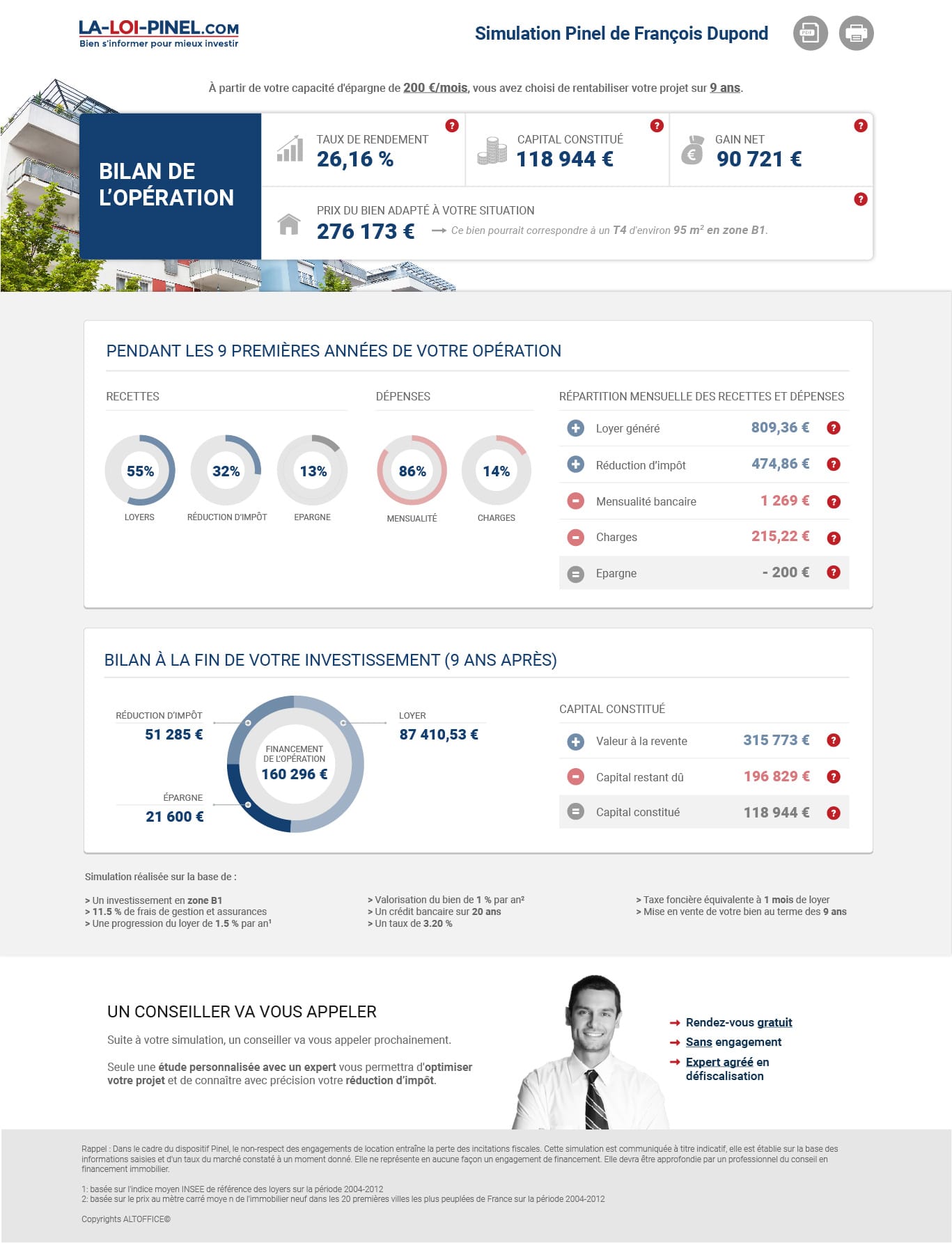 Exemple de simulation Pinel