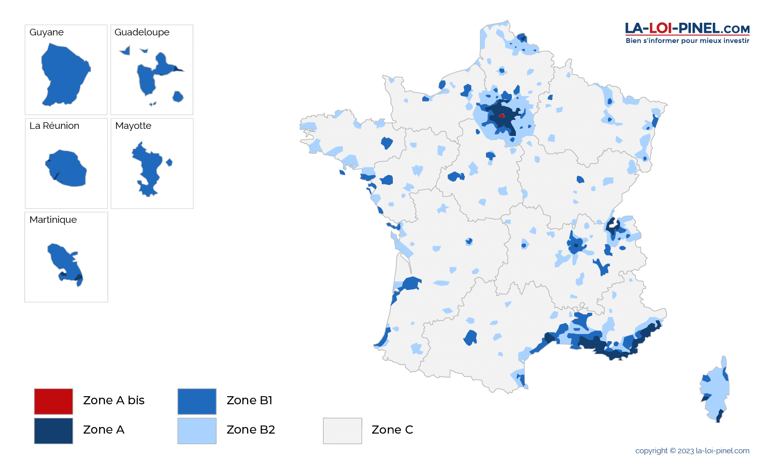 Carte des zones de la loi Pinel (ABC)